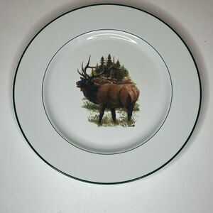 Wildlife Designs Inc 10 3/4 In Round Phillip Crowe USA White Green Buck Elk Wood